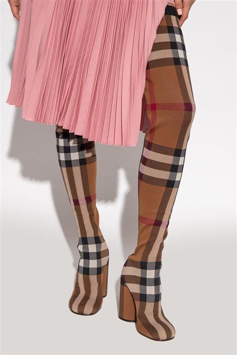 pink and brown burberry shoes|Burberry heels boots.